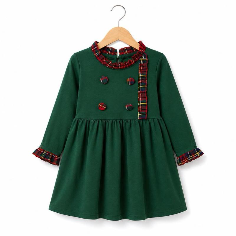 Ginger Ivy: EDINBURGH Classic  dress with tartan trim detailing and feature buttons