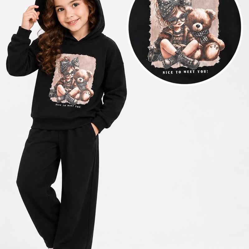 Ginger Ivy: Stylish girl and Teddy image with diamonte sparkle hoodie tracksuit