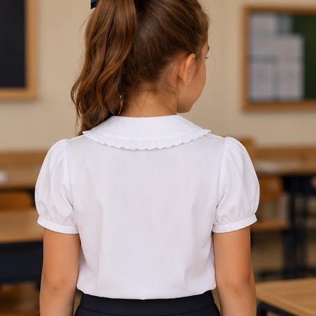 Ginger Ivy: KENSINGTON BLOUSE with Peter Pan pleated trim collar 4-12 years