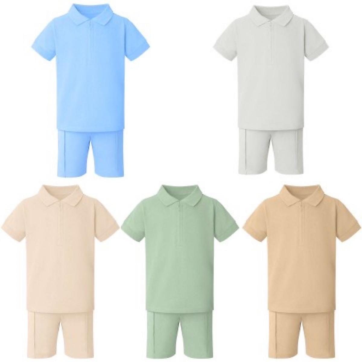 Ginger Ivy BOYS ZANE smart zip neck Tshirt and short outfit infant and junior boy clothes for summer 6 months to 10 years