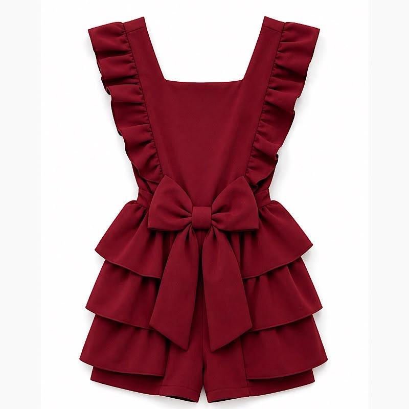 Ginger Ivy BROMLEY Bow Ruffle Playsuit One Piece for School Age 4-12 Girls' School Uniform