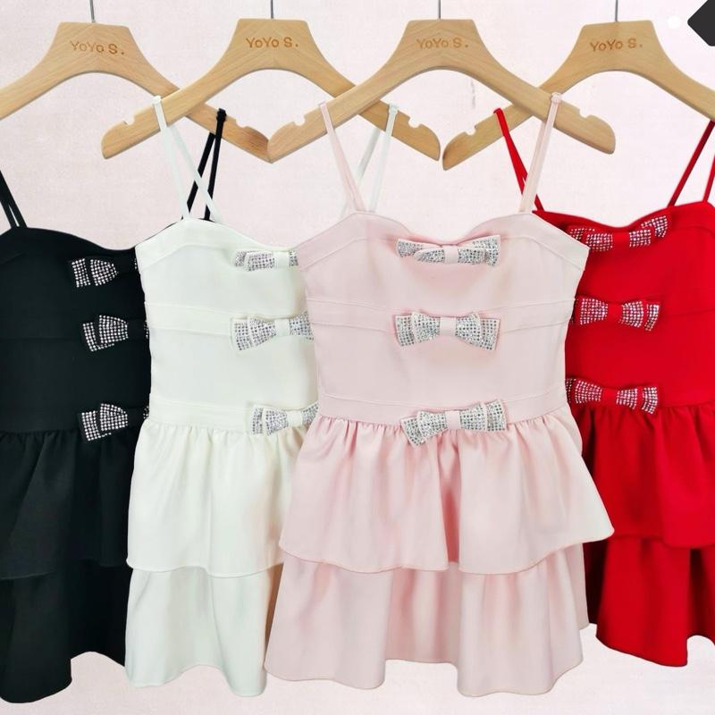 Ginger Ivy Little Glamour Dress with Diamonte Bows and Layered Ruffles for Girls' Special Occasions