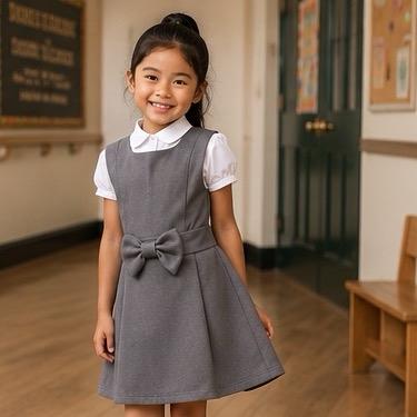 Ginger Ivy: BALMORAL Bow pinafore crossover back school dress 4-12 years