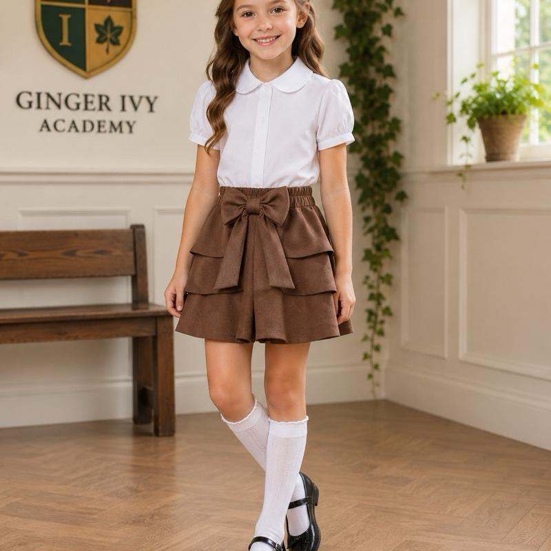 Ginger Ivy:  School SAINT Ruffled Short  - Perfect for Academic Wear