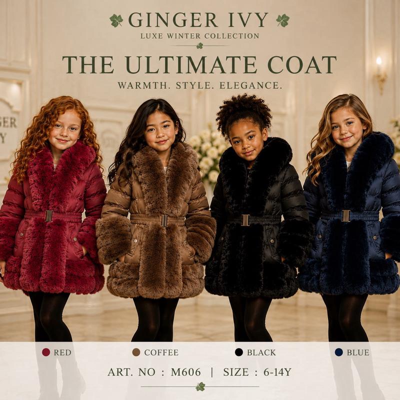 Ginger Ivy: Ultimate Faux Fur Padded Kids Coat - Stylish & Cozy Winter Wear with Pockets for Infants to Juniors - Six Color Options