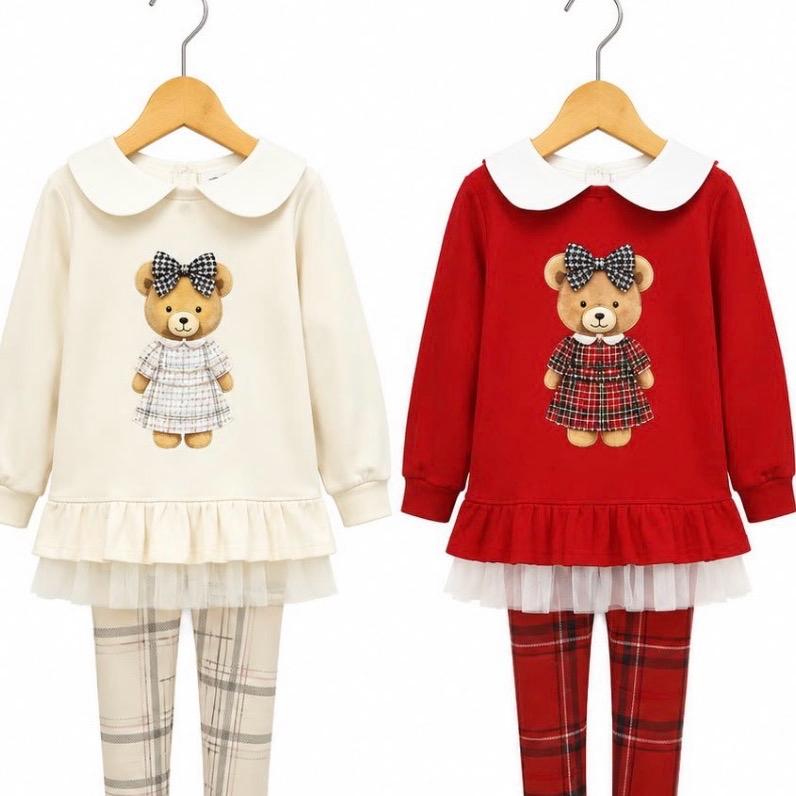 Ginger Ivy: THEODORA Teddy  tunic top with check leggings to match