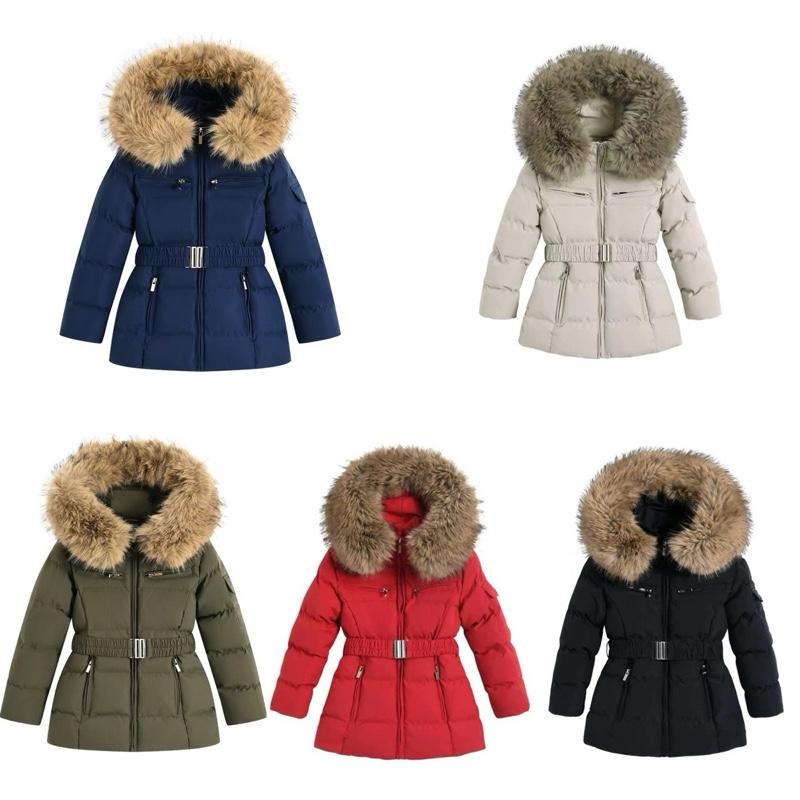 Ginger Ivy: Legacy large faux fur trim hooded coat for girls age 4-14 years