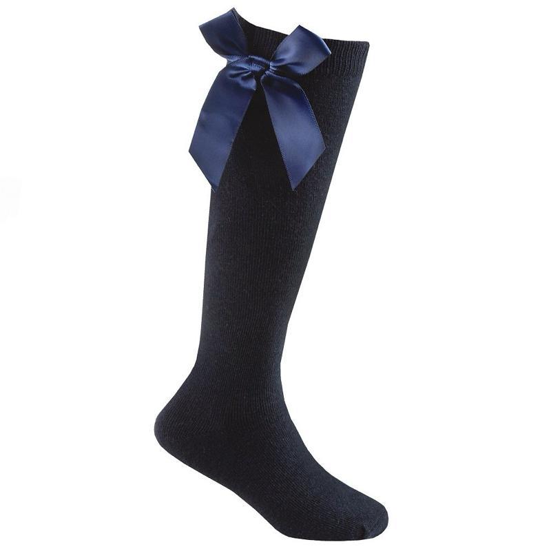 Ginger Ivy RIBBON Satin Bow Socks Ideal for School Wear in White Black Navy & Grey Colors Perfect for Uniforms