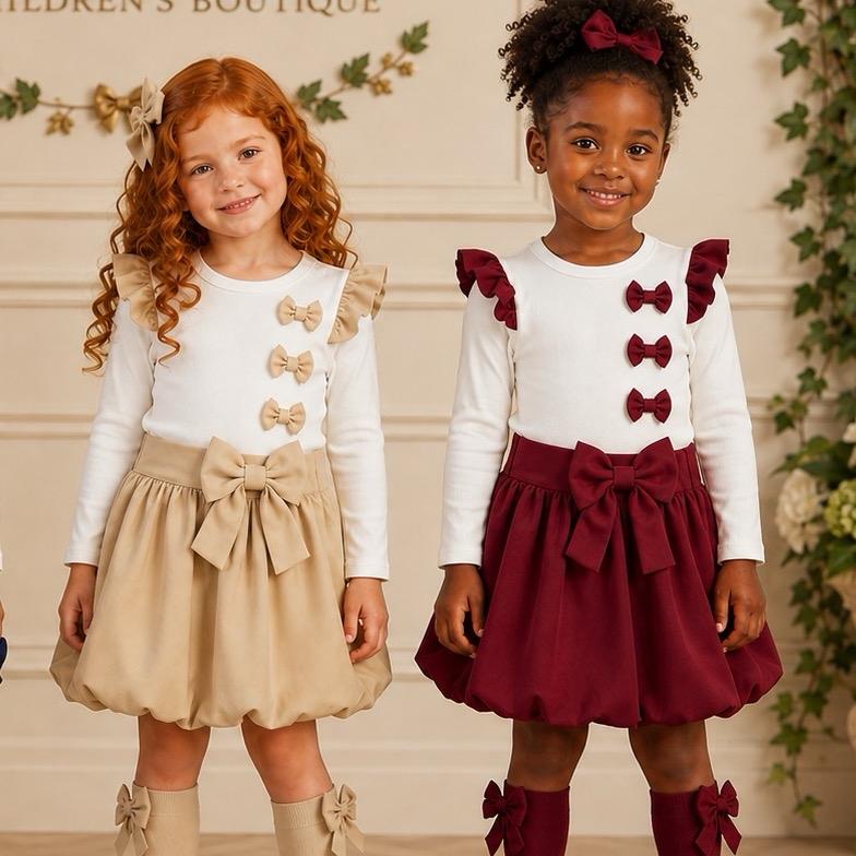 Ginger Ivy VERONA Puffball Skirt with Bows Feature Dress for Girls 2-12 years