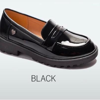 Ginger Ivy: LOAFERS panent slip on moccasin loafers with a cute heart emblishment
