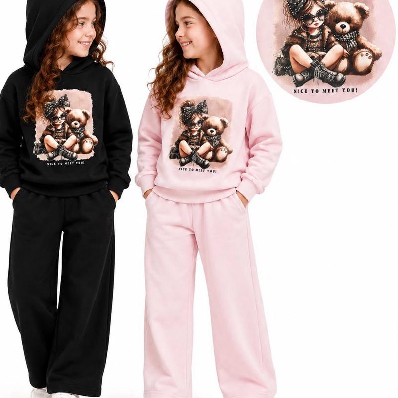 Ginger Ivy: Stylish girl and Teddy image with diamonte sparkle hoodie tracksuit