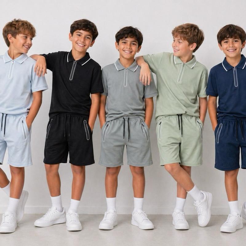 Ginger Ivy: VINNY V arrow feature reflective detailing top and shorts summer outfit for boys 2-14 years KZ3605