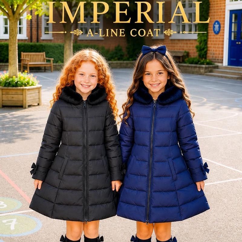 Ginger Ivy IMPERIAL A-Line Coat for Girls - Warm and Stylish Winter Outerwear in Navy and Black DH03