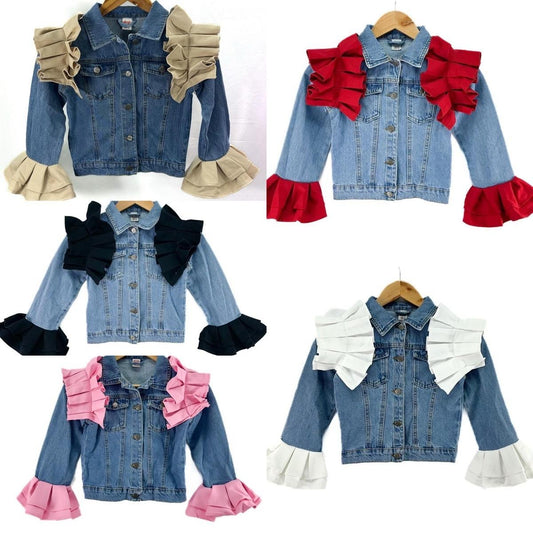 Ginger Ivy “Extreme” Denim jacket with ruffles for girls beautiful kids girl clothes