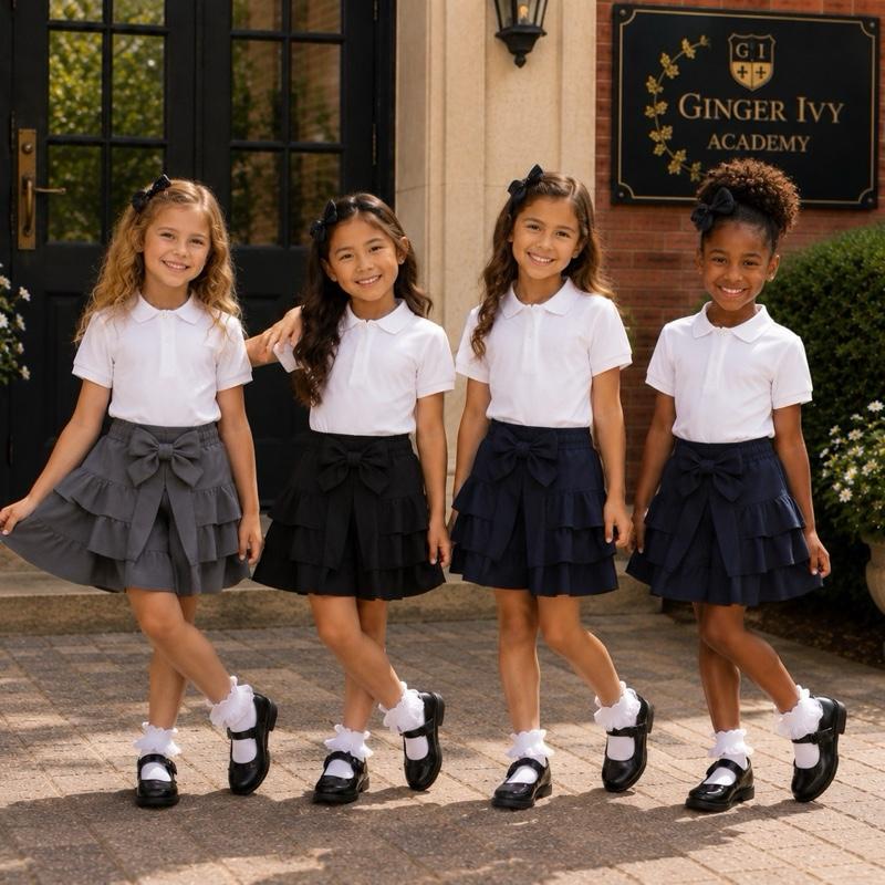Ginger Ivy:  School SAINT Ruffled Short  - Perfect for Academic Wear