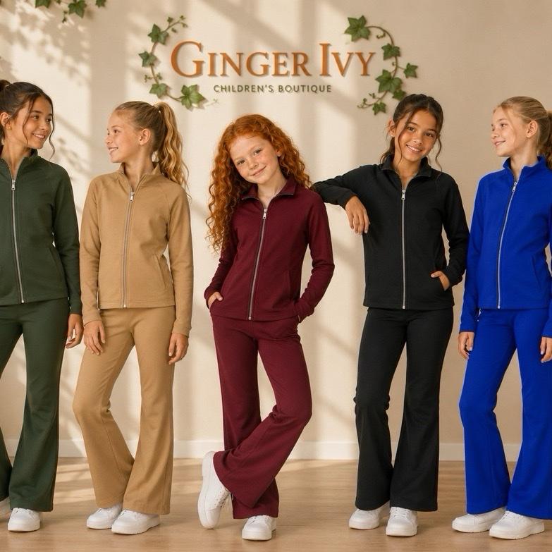 Ginger Ivy: FELICITY FLARE FASHION GYM SET with feature zip design Girls upto age 14