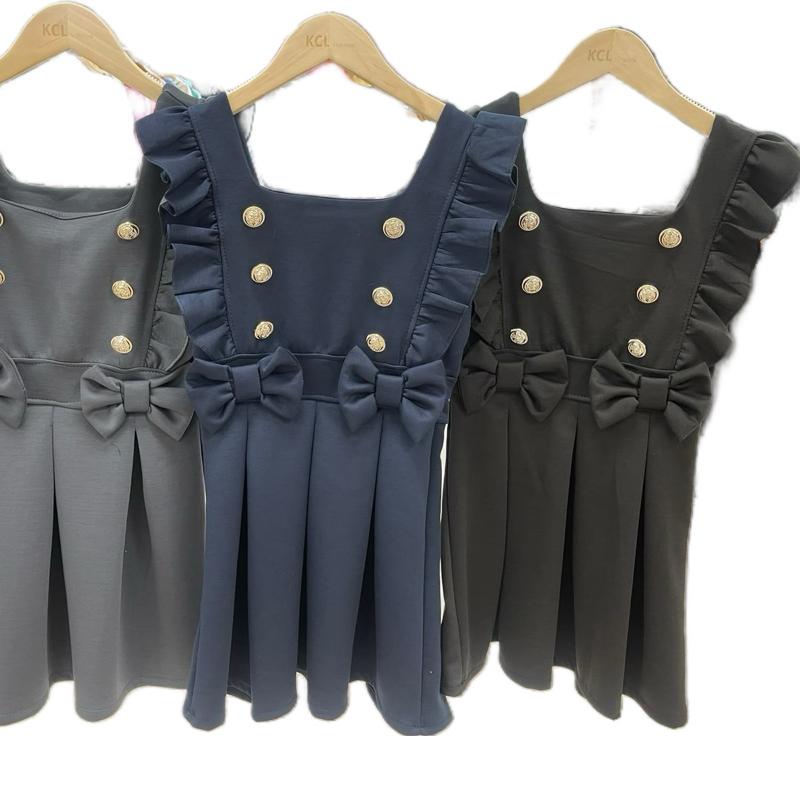 Ginger Ivy: COLCHESTER feature buttons and ruffle details pinafore dress age 4-12 years