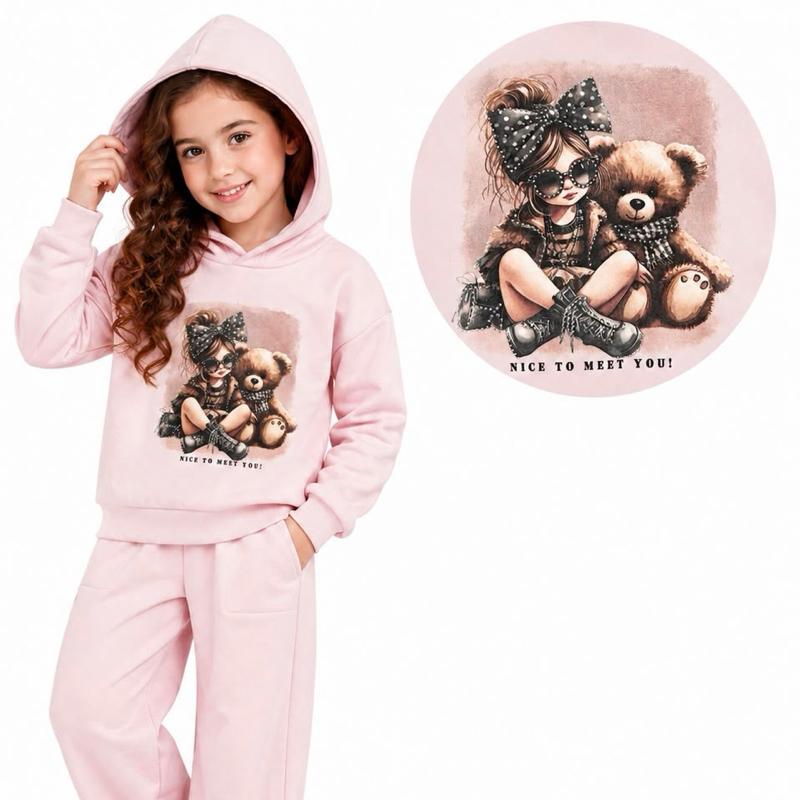 Ginger Ivy: Stylish girl and Teddy image with diamonte sparkle hoodie tracksuit