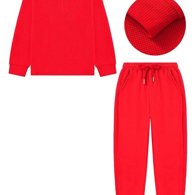 Ginger Ivy WARREN Smart Collar Polo Top & Classic Style Joggers with Waffle Texture Boys Tracksuits