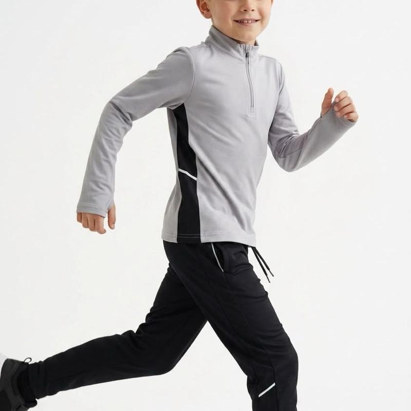 Ginger Ivy: RACER sportswear fashion quarter zip top and joggers with contrasting color panels