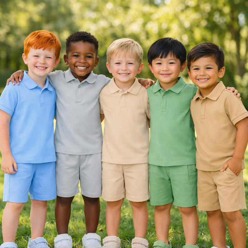 Ginger Ivy BOYS ZANE smart zip neck Tshirt and short outfit infant and junior boy clothes for summer 6 months to 10 years