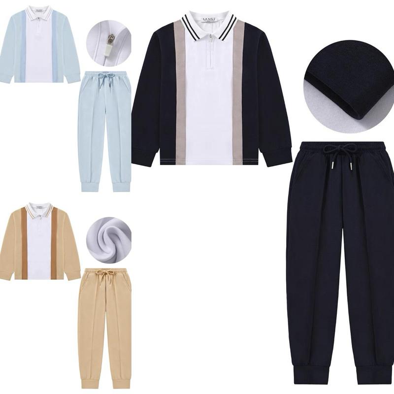 Ginger Ivy HUDSON Contrasting Polo Collar Long Sleeve Top & Smart Joggers for Boys - Stylish & Comfortable