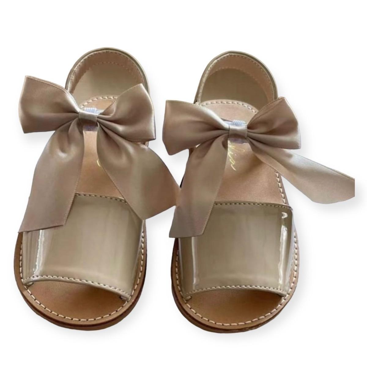 GingerIvy Martina satin bow summer sandals with Velcro strap true to size
