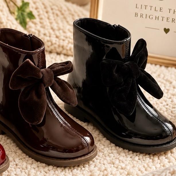 Velvet Bow patent ankle boots - Ginger Ivy image 3