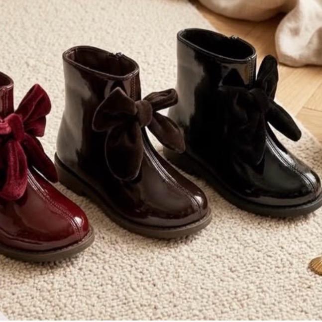 Velvet Bow patent ankle boots - Ginger Ivy image 5